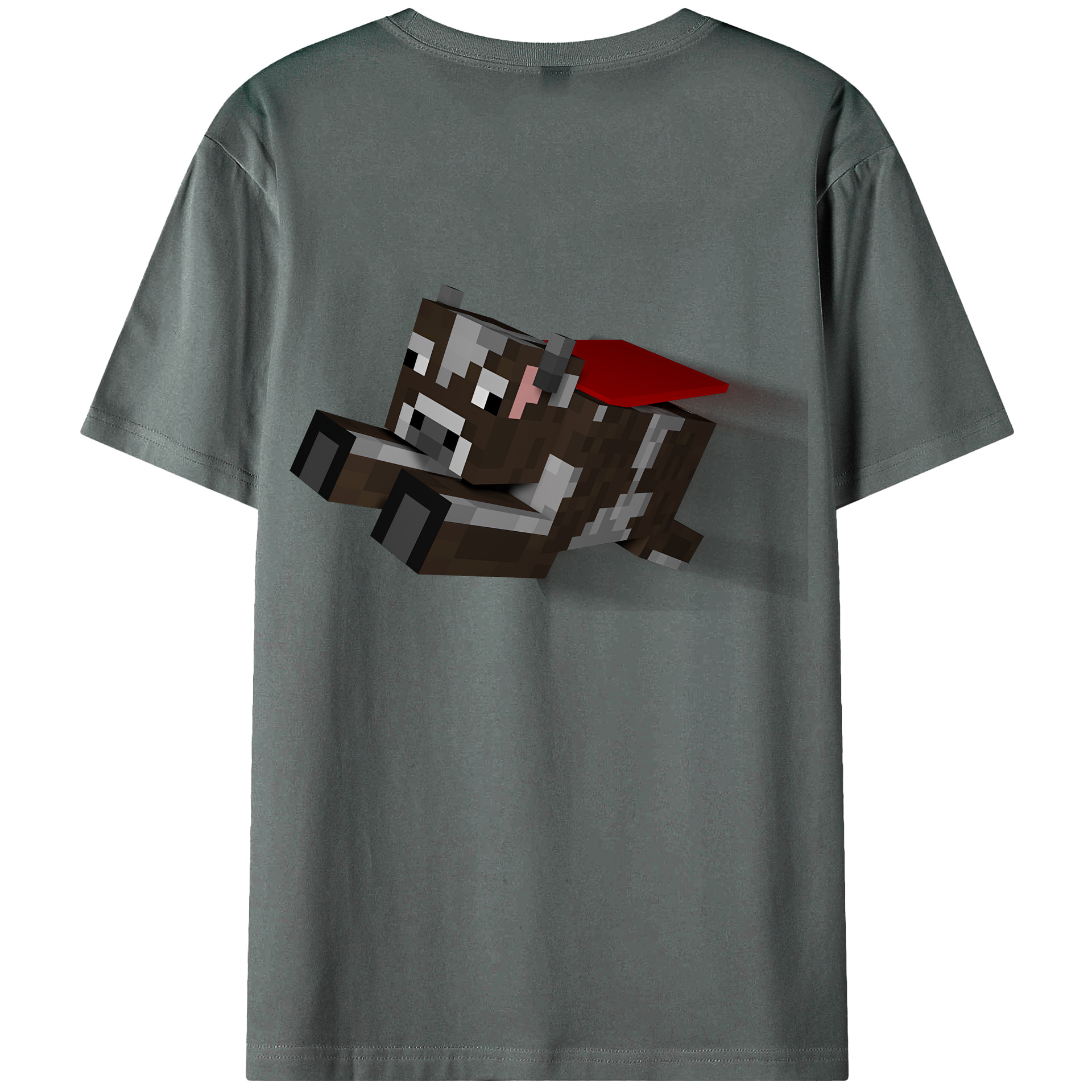 （画像用） マインクラフト ブロックの世界 Minecraft MC Block world 綿100％ メンズ半袖Tシャツ（バックプリント） 通気性